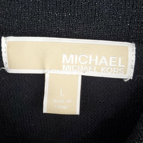 MIchael Kors Shimmering Black Cowl Neck Sweater Fringes Size Large EUC - Picture 7 of 9